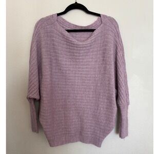 SHEIN Women's Lavender Batwing Sleeve Ribbed Knit Sweater Top Size M